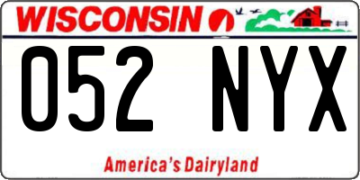 WI license plate 052NYX
