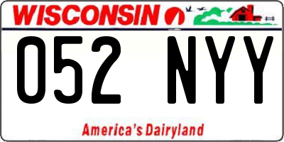 WI license plate 052NYY