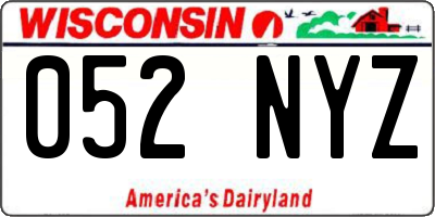 WI license plate 052NYZ