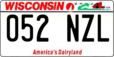 WI license plate 052NZL