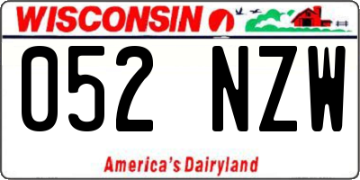 WI license plate 052NZW
