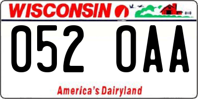 WI license plate 052OAA