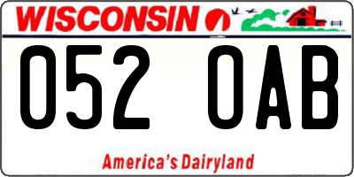 WI license plate 052OAB