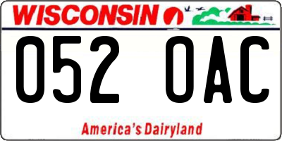 WI license plate 052OAC