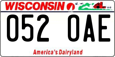 WI license plate 052OAE