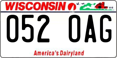 WI license plate 052OAG