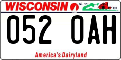 WI license plate 052OAH