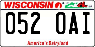 WI license plate 052OAI