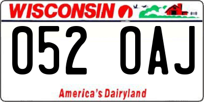 WI license plate 052OAJ