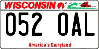 WI license plate 052OAL