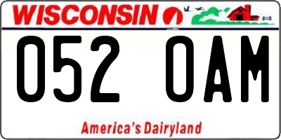 WI license plate 052OAM