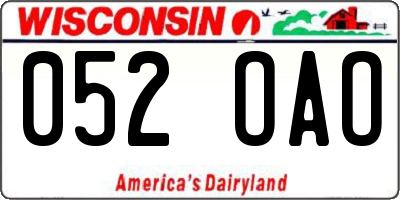 WI license plate 052OAO