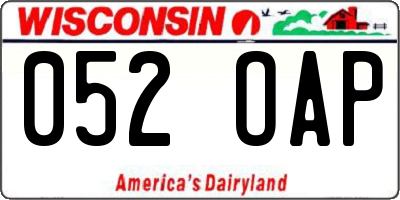 WI license plate 052OAP