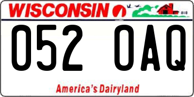 WI license plate 052OAQ