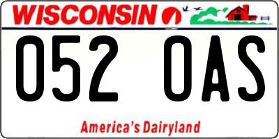 WI license plate 052OAS