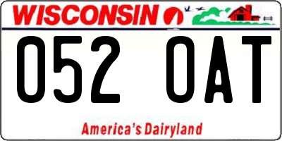WI license plate 052OAT