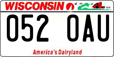 WI license plate 052OAU