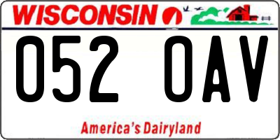WI license plate 052OAV