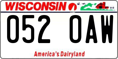WI license plate 052OAW