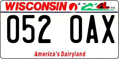 WI license plate 052OAX