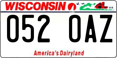 WI license plate 052OAZ