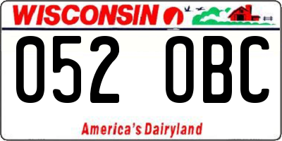WI license plate 052OBC
