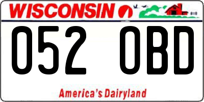 WI license plate 052OBD
