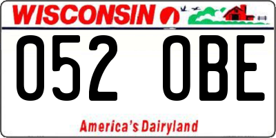 WI license plate 052OBE