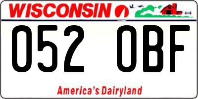 WI license plate 052OBF