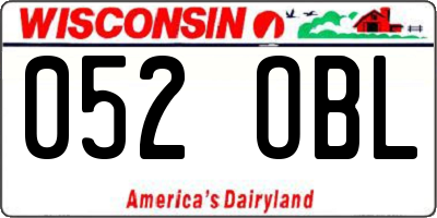 WI license plate 052OBL