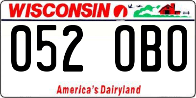 WI license plate 052OBO
