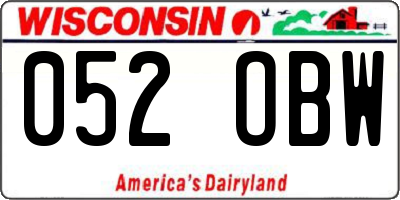 WI license plate 052OBW