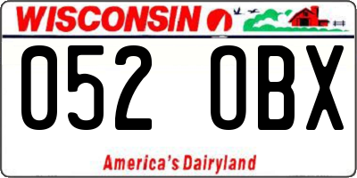 WI license plate 052OBX