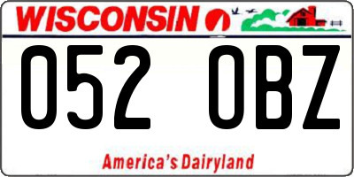 WI license plate 052OBZ