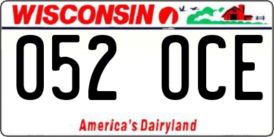 WI license plate 052OCE