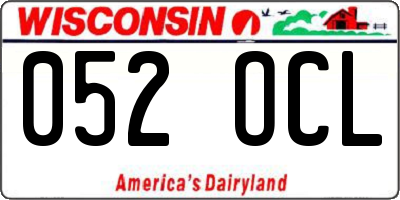 WI license plate 052OCL
