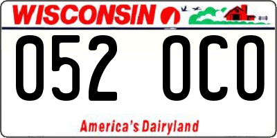 WI license plate 052OCO