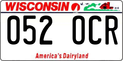 WI license plate 052OCR