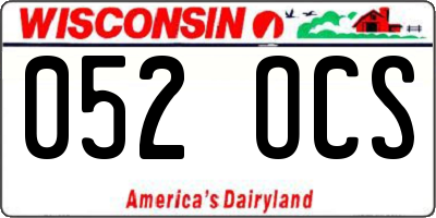 WI license plate 052OCS