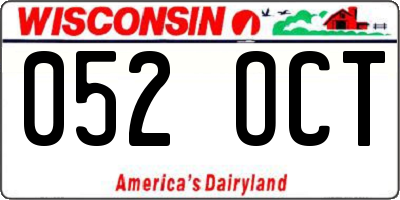 WI license plate 052OCT