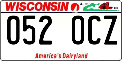 WI license plate 052OCZ