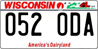 WI license plate 052ODA