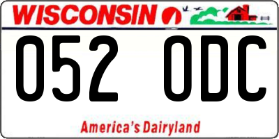 WI license plate 052ODC