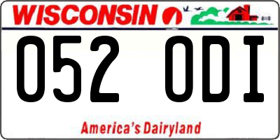 WI license plate 052ODI