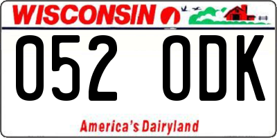 WI license plate 052ODK