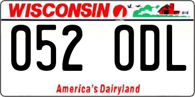 WI license plate 052ODL