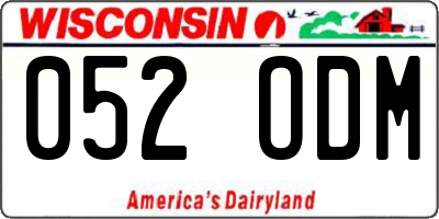 WI license plate 052ODM