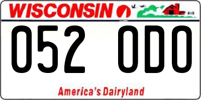 WI license plate 052ODO