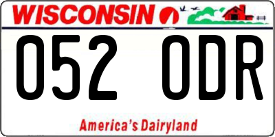 WI license plate 052ODR