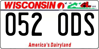 WI license plate 052ODS